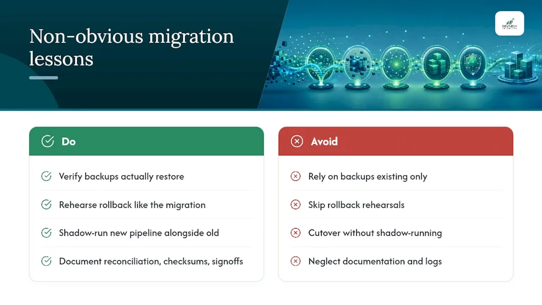What non-obvious lessons matter most in a migration? - overview diagram