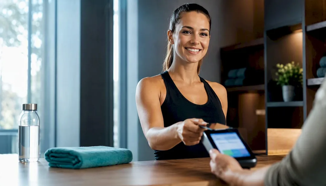 Gym membership payment at studio reception