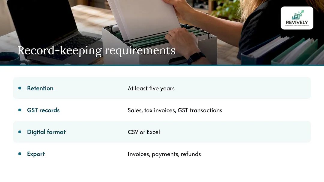 Australian tax record export requirements summary
