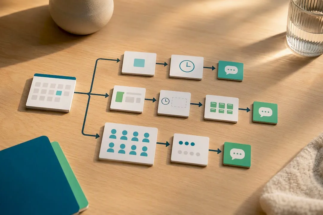 Connected studio booking workflow paths