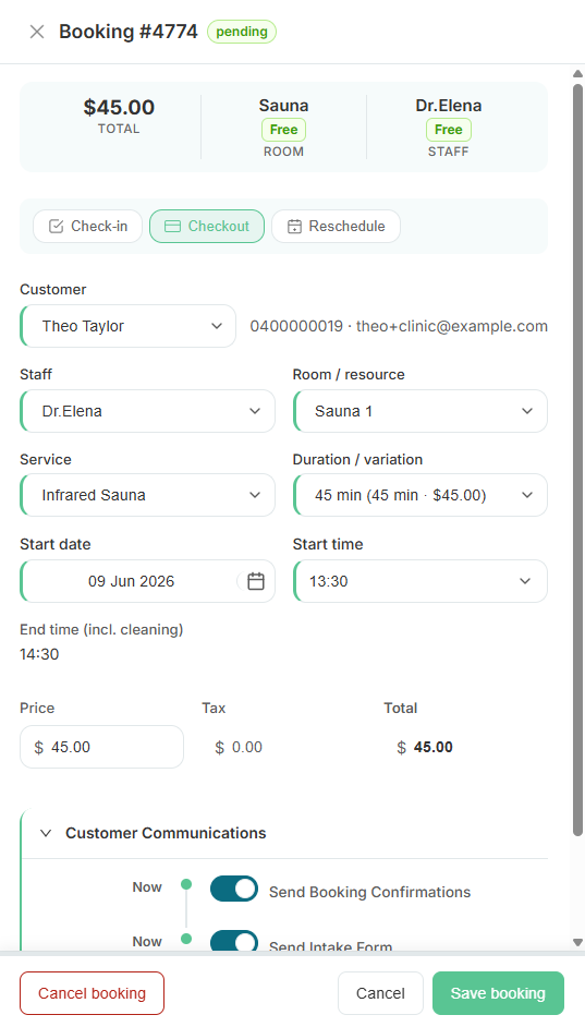 Online booking flow on branded portal