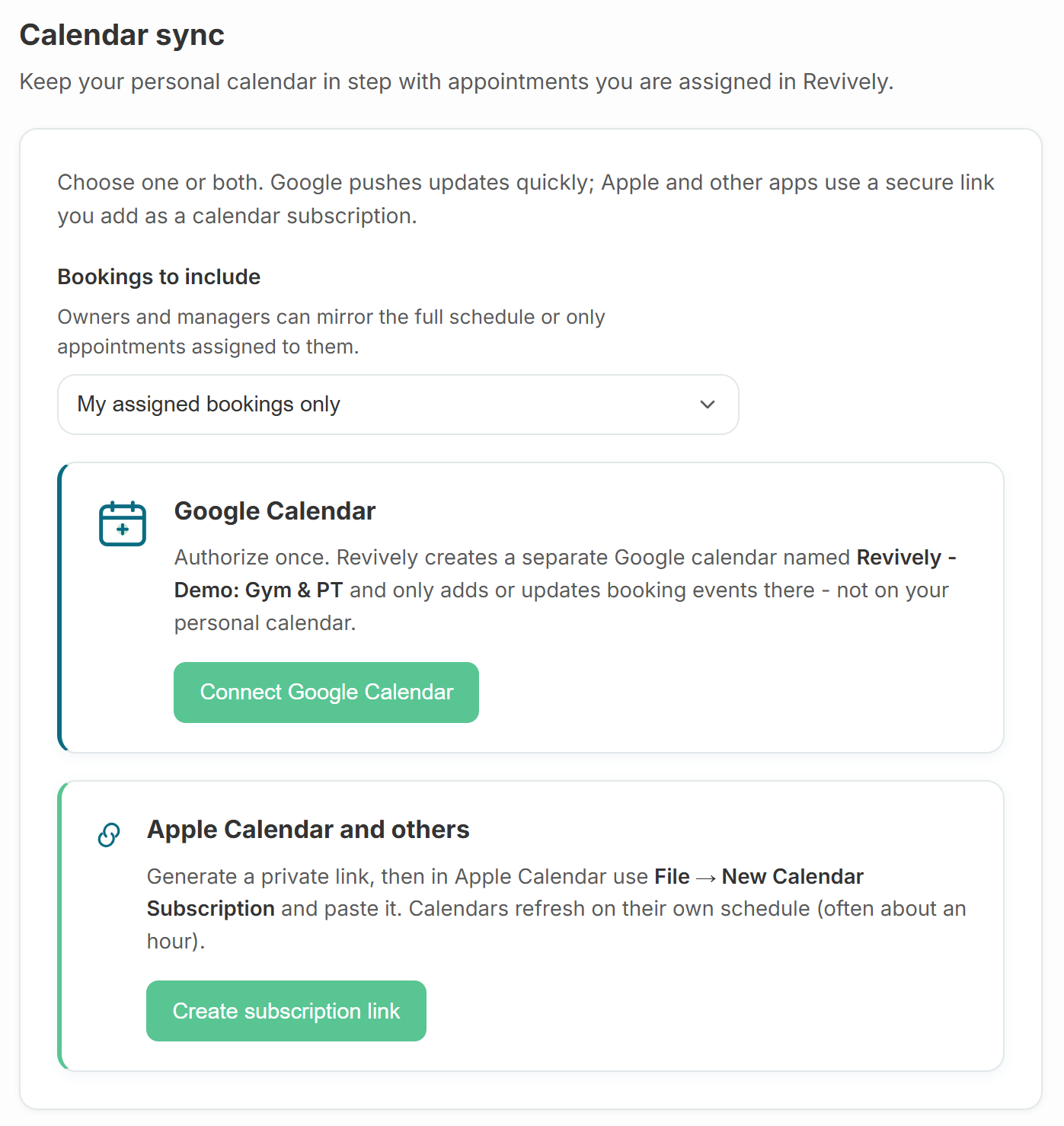 Google & Apple Calendar sync