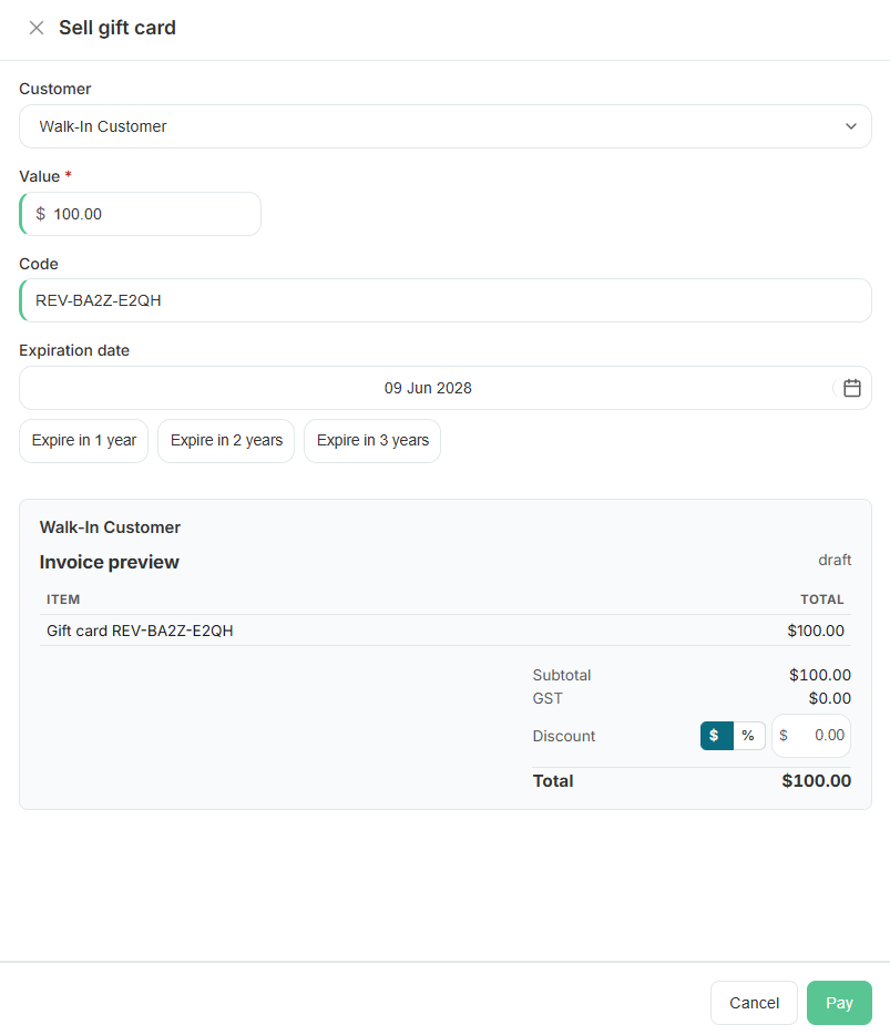 Gift cards & stored value