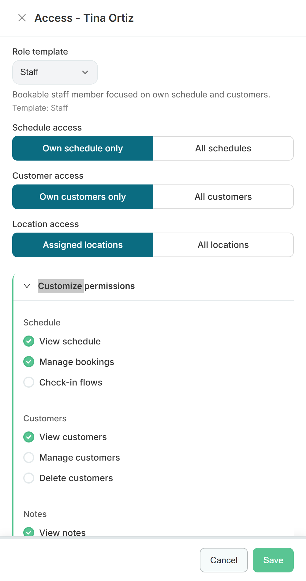 Staff roster & permissions