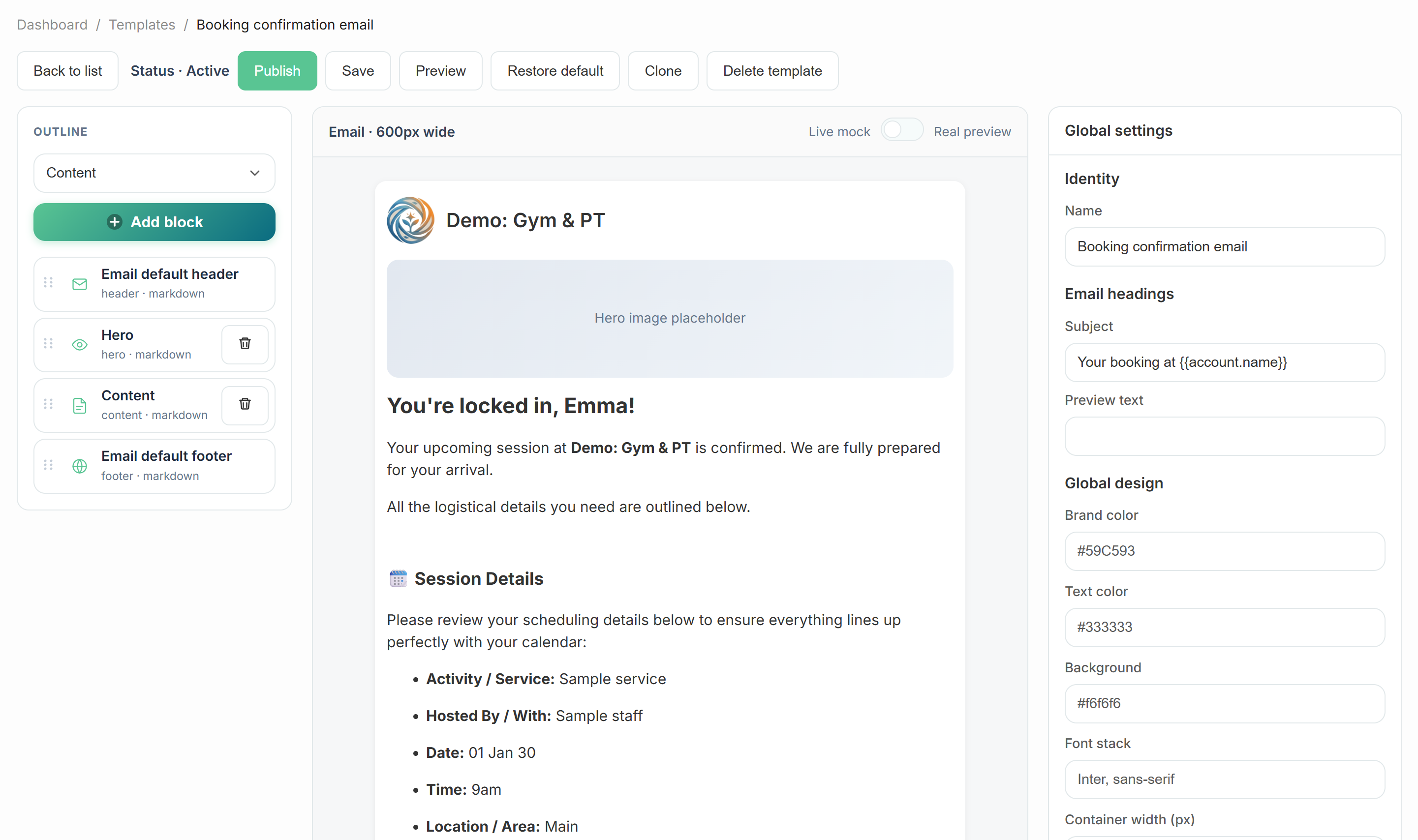 Targeted email, reviews, and templates